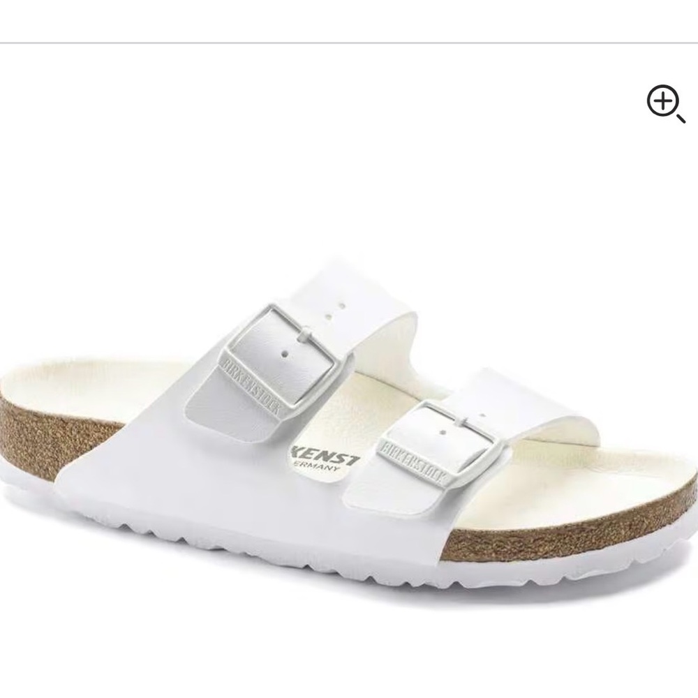 Birkenstock White Two-Buckle Slide Sandals
